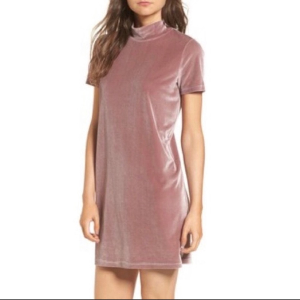 Madewell Plum Velvet Mock Neck Dress